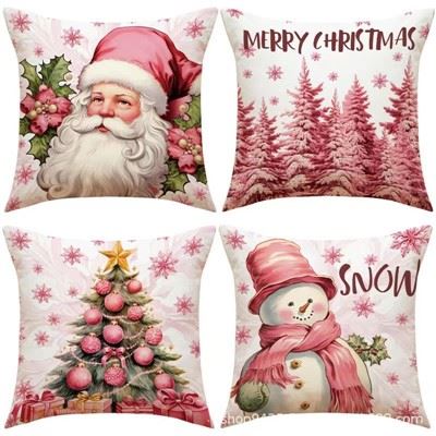 Nakış Noel Kadife Yastık Örtüsü
