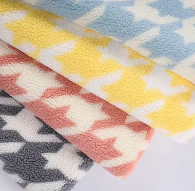 Houndstooth sherpa kuzu kürk polar kumaş